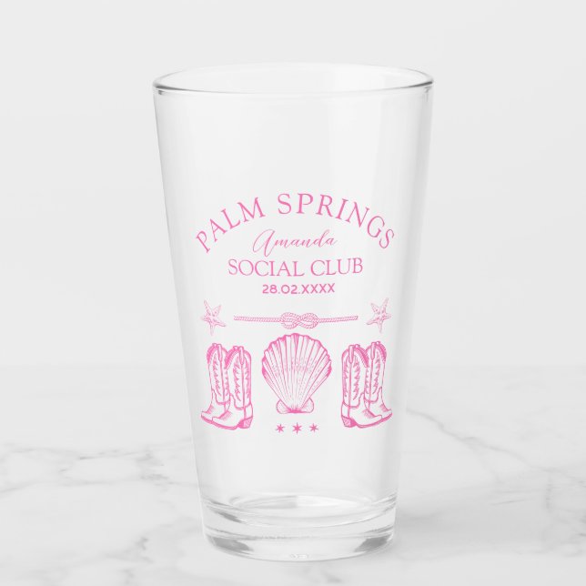 Palm Springs Social Club | Bachelorette Glass (Front)