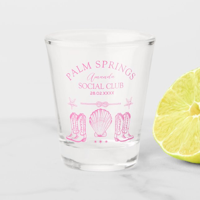 Palm Springs Social Club | Bachelorette Shot Glass (Front)