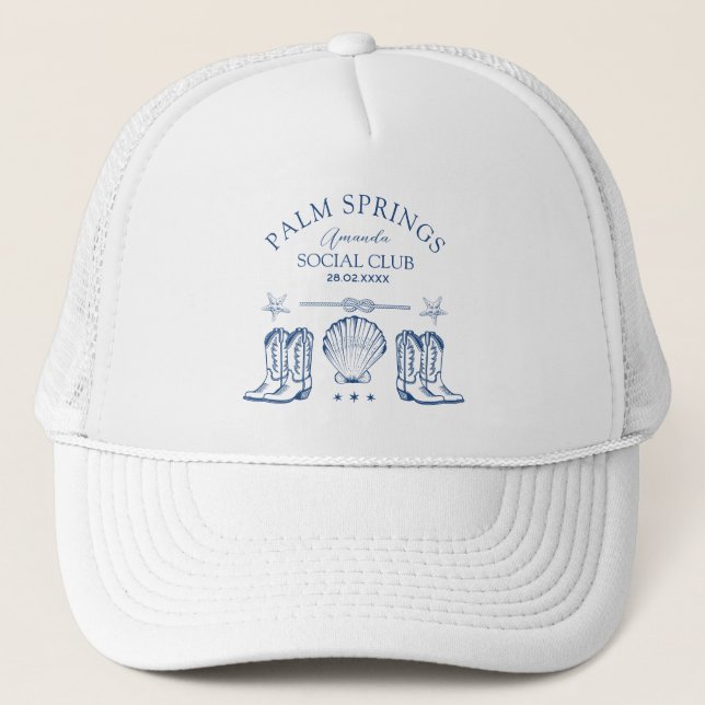 Palm Springs Social Club | Bachelorette Trucker Hat (Front)