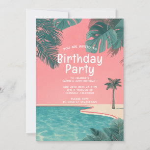 Palm Springs Summer Birthday Party Pink Invitation