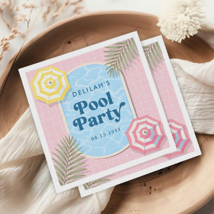 Palm Springs Summer Pool Party Pink Birthday Napkins