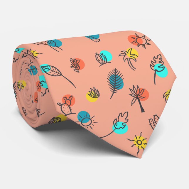 Palm Springs Theme Summer Pattern Neck Tie (Rolled)