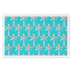 Palm Springs Turquoise Blue Tropical Palm Tree Acrylic Tray