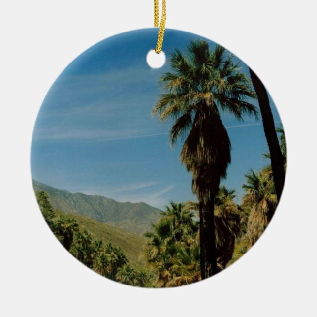 Palm Springs View Ceramic Ornament (Front)