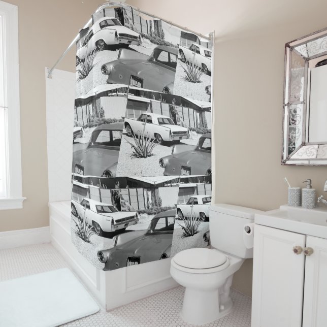 Palm Springs Vintage MCM Print  Shower Curtain (In Situ)