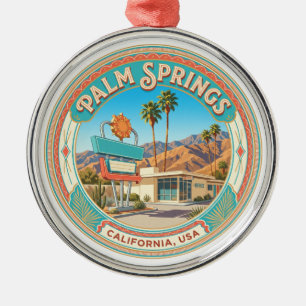 Palm Springs Vintage Motor Court Sign California Metal Ornament