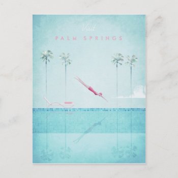 Palm Springs Vintage Travel Poster - Art Postcard by VintagePosterCompany at Zazzle