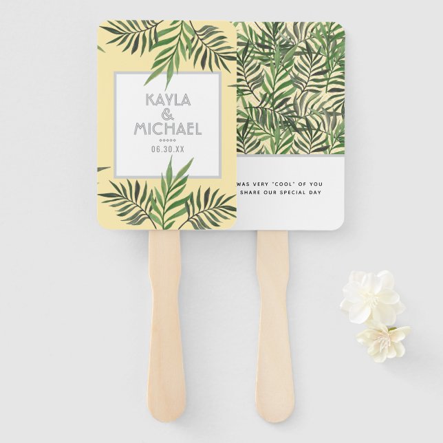 Palm Springs Wedding Favor Hand Fan (Front and Back)