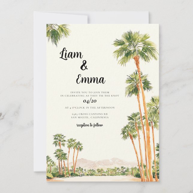 Palm Springs Wedding Invitation Template (Front)