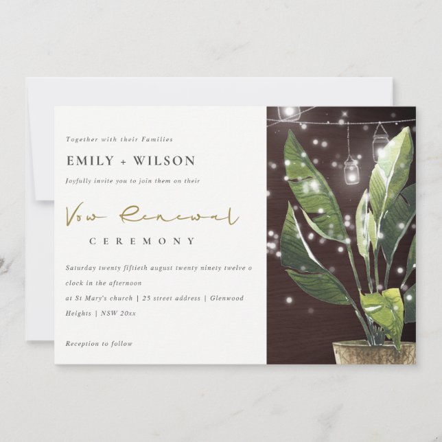 PALM STARRY NIGHT MASON JAR VOW RENEWAL INVITE (Front)