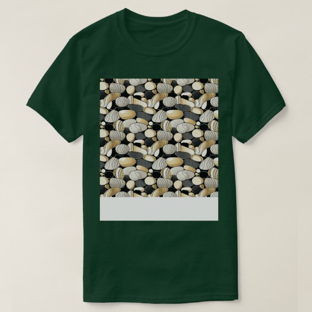 Palm Stones Seamless Pattern Beach Pebble Gemstone T-Shirt (Design Front)