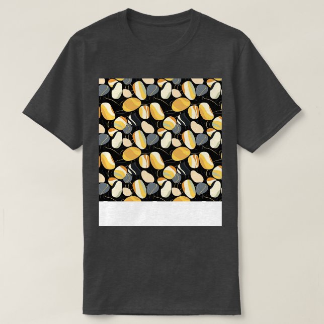 Palm Stones Seamless Pattern Beach Pebble Gemstone T-Shirt (Design Front)