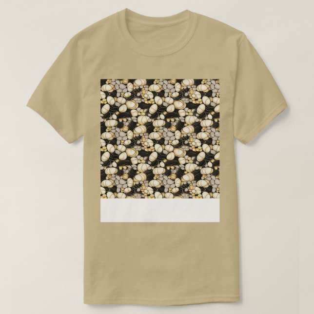 Palm Stones Seamless Pattern Beach Pebble Gemstone T-Shirt (Design Front)