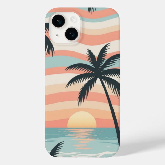 Palm Stripes – Tropical Calm Beach Phone Case (Back)