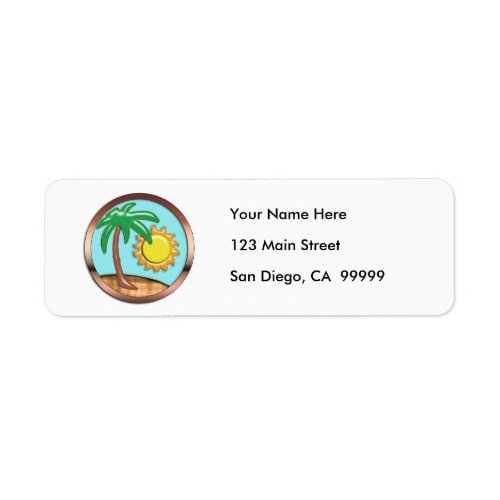 Palm, Sun and Island Label