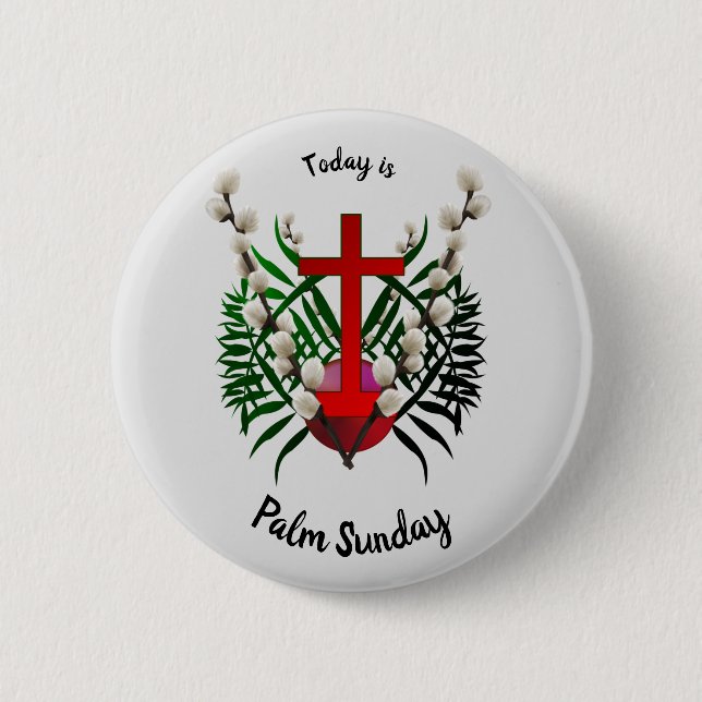 Palm Sunday A Christian Holy Day Button (Front)