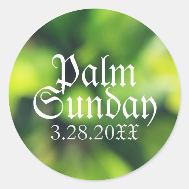 Palm Sunday in Green Classic Round Sticker (Front)
