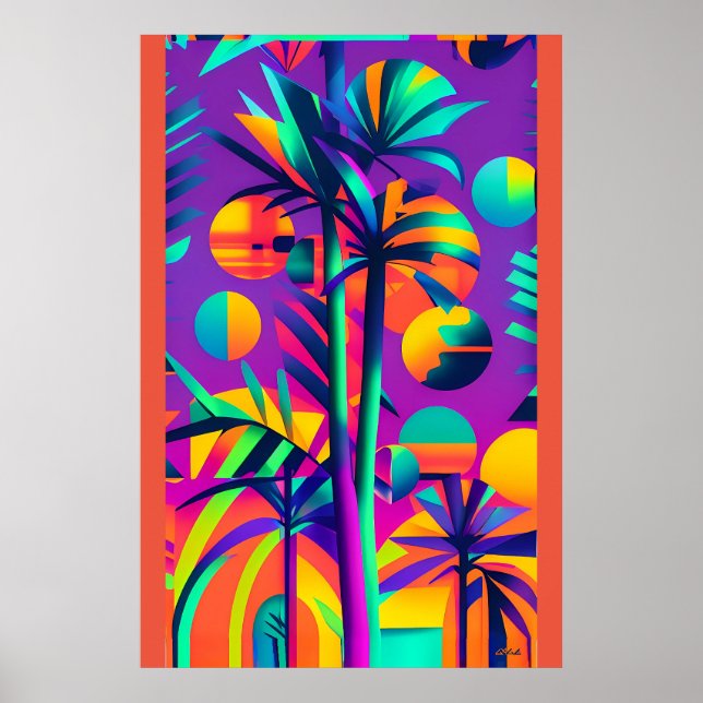 Palm Sunday Ken Gage Tropical Retrowave Poster (Front)