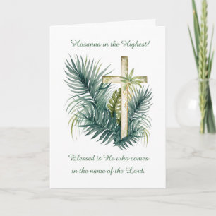 Palm Sunday With Cross and Palms Hosanna Card