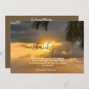 Palm Sunset Photo Celebration Of Life Thank You Card
