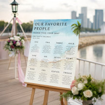 Palm Tree 12 Tables Wedding Seating Chart Sign