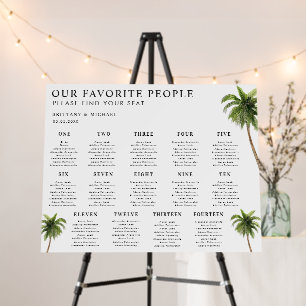 Palm Tree 14 Tables Wedding Seating Chart Sign