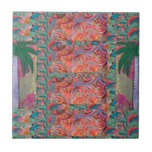 Palm Tree Abstract Ceramic Tile