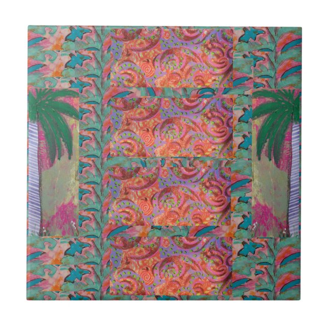 Palm Tree Abstract Ceramic Tile (Front)