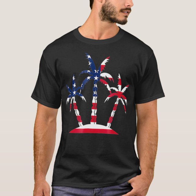 Palm Tree  American Flag  Gift For Men Women T-Shirt (Front)