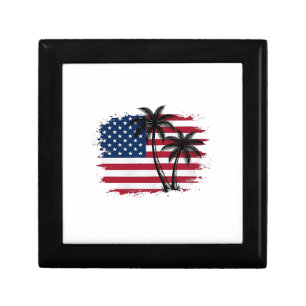Palm Tree American Flag Patriotic Beach Vector Art Gift Box