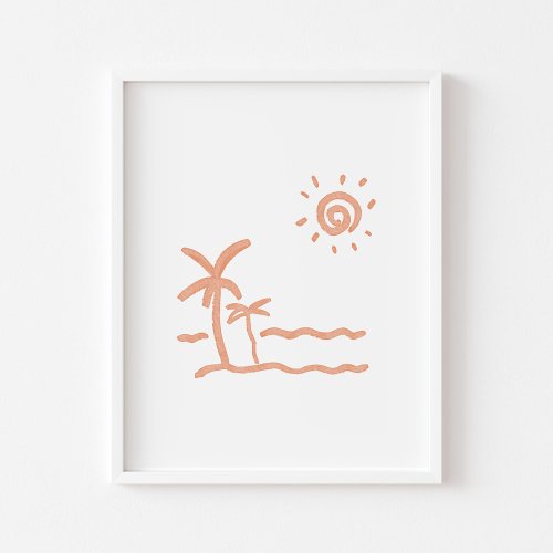 Palm tree and beach boho print