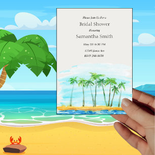Palm Tree and Beach Wedding Bridal Shower Invitation