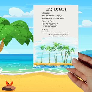 Palm Tree and Beach Wedding Information Card