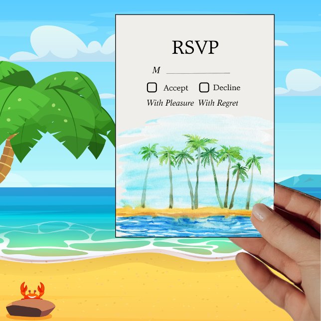Palm Tree and Beach Wedding RSVP Card (Creator Uploaded)