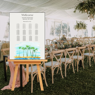 Palm Tree and Beach Wedding Seating Chart Foam Board