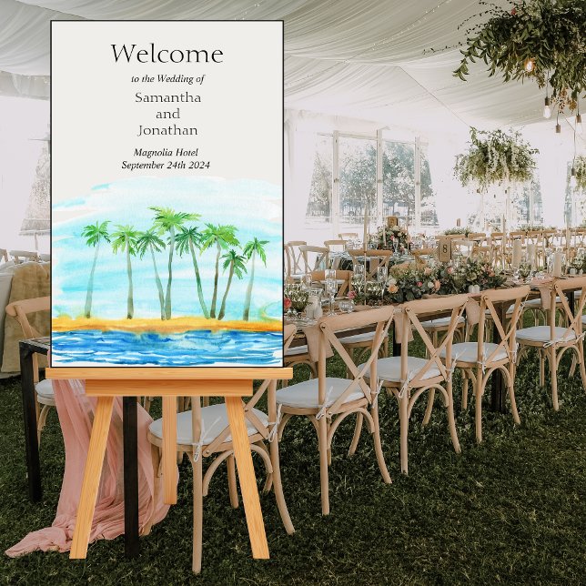 Palm Tree and Beach Wedding Welcome Sign (Creator Uploaded)