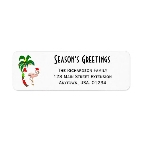 Palm Tree and FLamingo Tropical Christmas Label