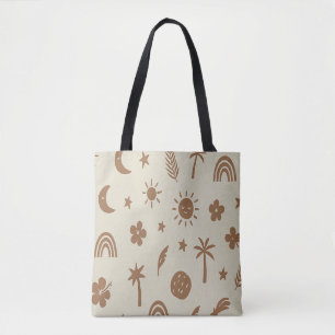 Palm Tree and Moon Boho Tote Bag