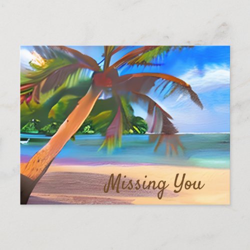 Palm Tree and Ocean Art  Saying Hello Postcard