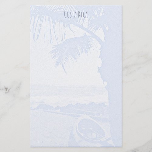 Palm Tree and Ocean Pale Blue Scene Stationery
