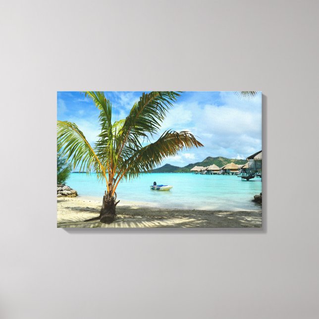 Palm tree and overwater resort canvas (Front)