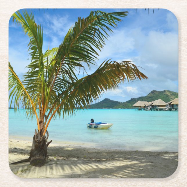 Palm tree and overwater resort coaster (Front)