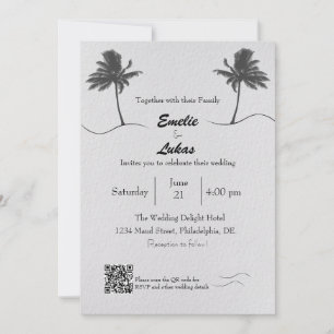 Palm Tree and Seashells Arch Photo Wedding Invitation