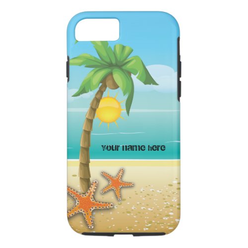Palm tree and starfish tropical scenery case