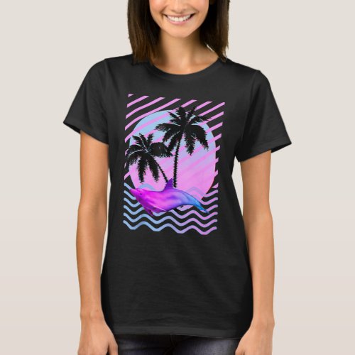 Palm Tree And Vaporwave In Aesthetic 80s T_Shirt