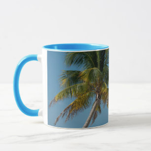 Palm tree and white sand beach  2 mug