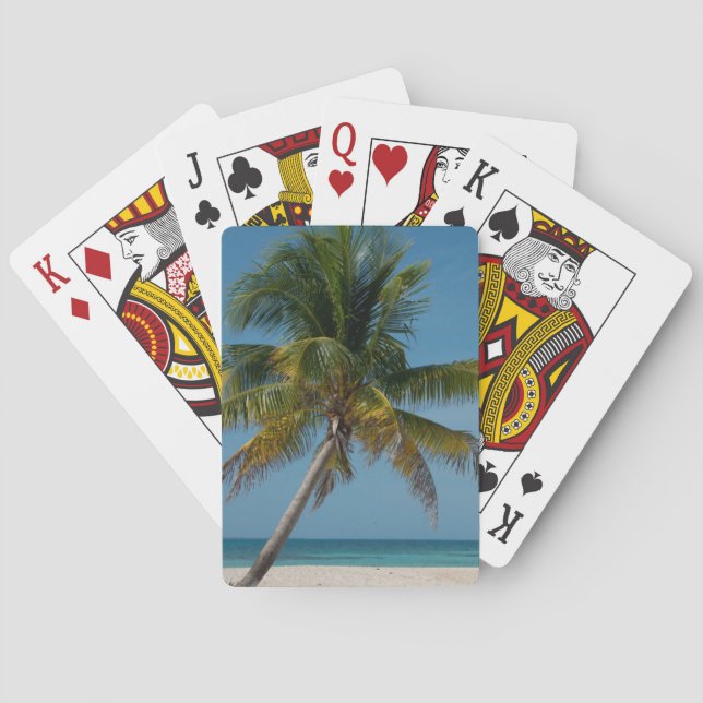Palm tree and white sand beach  2 poker cards (Back)