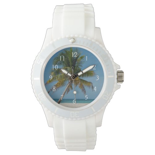Palm tree and white sand beach  2 watch