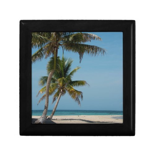 Palm tree and white sand beach jewelry box