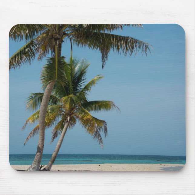Palm tree and white sand beach mouse pad (Front)